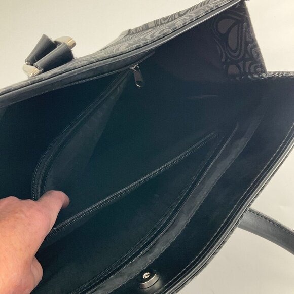 Diane von Furstenberg Womens Jacquard Heart Print Shoulder Tote travel Bag Black - Picture 13 of 14